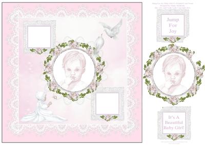 Jump for Joy It's a Baby Girl 8" x 8" Quick Card Front