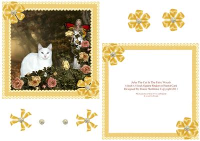 Jules the Cat in the Fairy Woods 6" x 6" Square Shaker Card