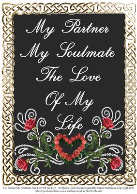 My Partner My Soulmate the Love of My Life A4 Quick Card