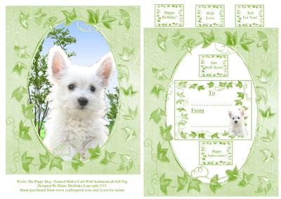 Westie the Puppy Dog Frame Card with Sentiments & Gift Tag