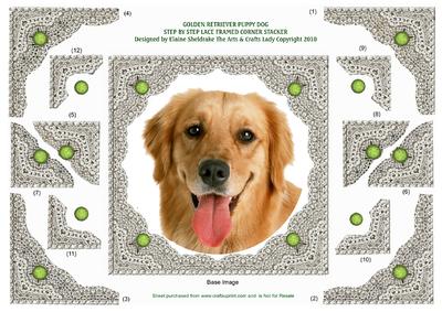 Golden Retriever Puppy Dog 3D Lace Framed Corner Stacker