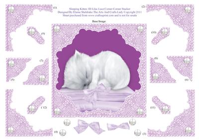 Sleeping Kitten 3D Lilac Lace Lace Corner Stacker
