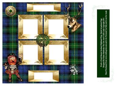 8"x8" Bonnie Scotland Green Tartan Memory Card or Scrapbook