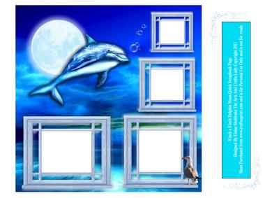 8"x8" Dolphin Moon Memory Card or Scrapbook Page