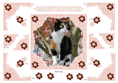Katy the Tortoishell Kitty Cat 3D Lace Corner Stacker Frame