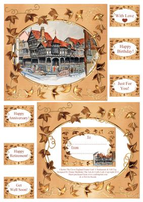 Chester the Cross England Frame Card 6 Sentiments & Gift Tag