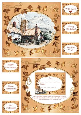 Old Cleve Village Somerset Card Frame Sentiments & Gift Tag