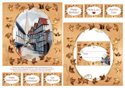 Church Lane Ledbury Herefordshire Card Frame 6 x Sentiments