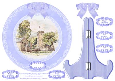 Crowcombe Village Somerset Plate Card Stand & 5 x Sentiments