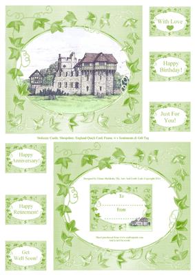 Stokesay Castle Shropshire Quick Card, Frame, 6 x Sentiments