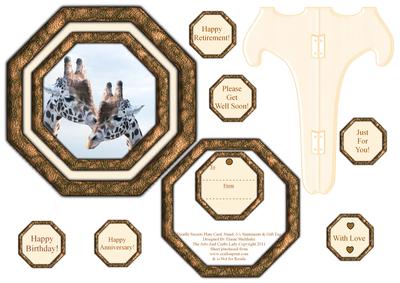 Giraffe Secrets Plate Card, Stand, 6 x Sentiments & Gift Tag