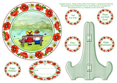 Together Forever Poppy & Daisy Plate Card, Stand, Sentiments