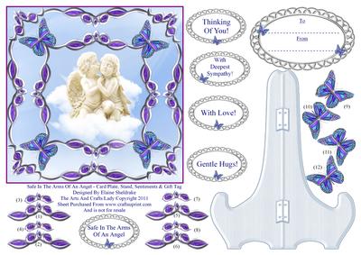 Safe in the Arms of an Angel Plate Card, Stand & Sentiments