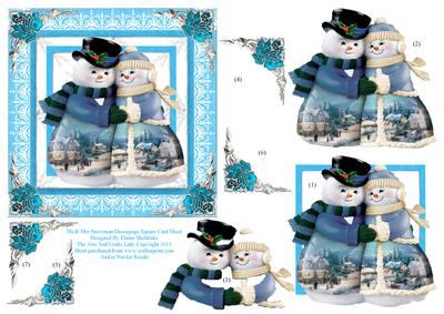 Mr & Mrs Snowman Decoupage Square Card Sheet