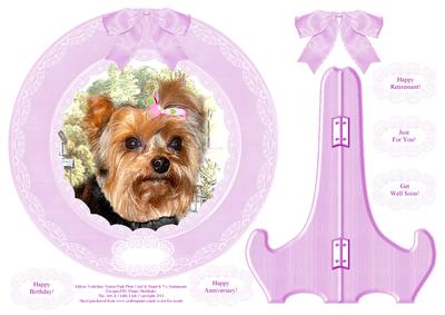 Khloie Belle Yorkshire Terrier Plate Card Stand & Sentiments