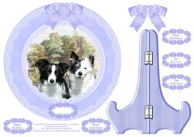 Sasha Belle & Lauren Border Collies Plate Card Stand & Tags
