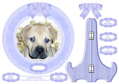 Tetley the English Mastiff Card Plate, Stand & Sentiments