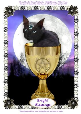 Mystic Mog the Wiccan Witches Cat Bright Blessings - A4 Card