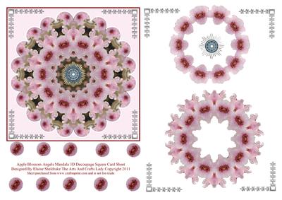 Apple Blossom Angels 3D Mandala Decoupage Square Card Sheet