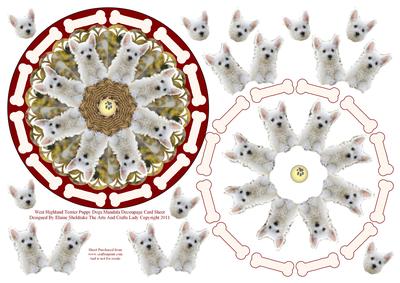 West Highland Terrier Puppy Dog Mandala Decoupage Card Sheet