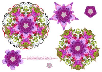 Sweet Pea Fowers Floral Mandala Doily Decoupage Card Sheet