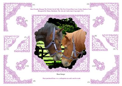 Morgan Welsh Cob & Tally New Forest Pony Decoupage Lace Card