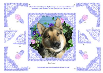 Shadow GSD German Shepherd Dog Decoupage Lace Frame Stacker