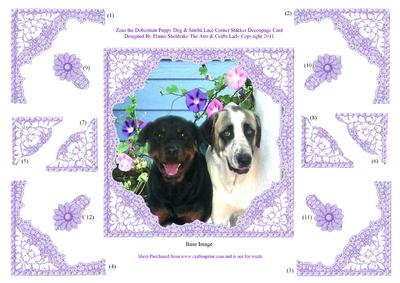 Zeus the Doberman Dog & Simba Decoupage Lace Frame Card
