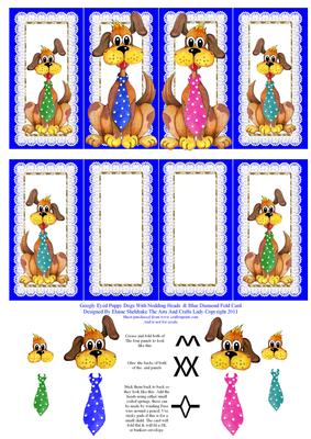 Googley Eyed Puppy Dogs with Nodding Heads Blue Diamond Fold