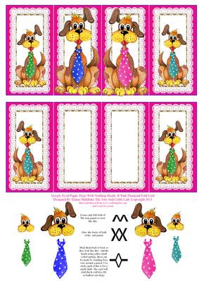 Googley Eyed Puppy Dogs with Nodding Heads Pink Diamond Fold
