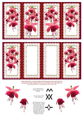 Pink Fuschia Flowers with Nodding Heads Red Diamond Fold