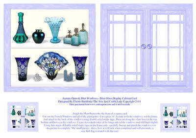 Acetate Open & Shut Windows Blue Glass Display Cabinet Card