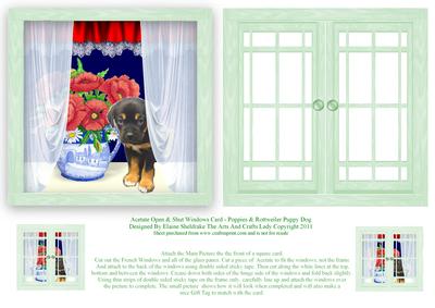 Acetate Open & Shut Windows Card - Poppies & Rottweiler Dog