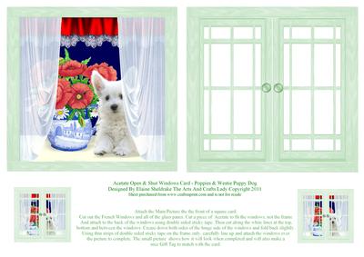 Acetate Open & Shut Windows Card - Poppies & Westie