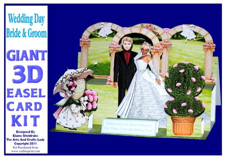 Wedding Day Bride & Groom Giant 3D - A4 Easel Card Kit