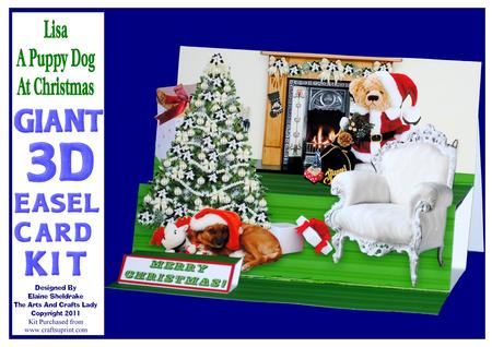 Lisa Puppy Dog's Christmas Giant 3D -a4 Easel Card Kit