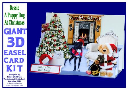 Bessie a Puppy Dog's Christmas Giant 3D A4 Easel Card Kit