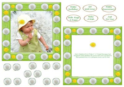 Katie's Dandelion Flower Wishes 6 x 6 Framed Decoupage Card