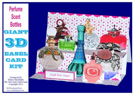 Ladies Perfume & Scent Bottles - Giant 3D -a4 Easel Card Kit