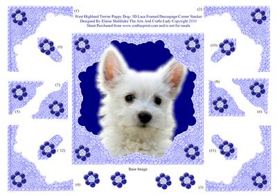 West Highland Terrier Puppy Dog 3D Lace Framed Decoupage