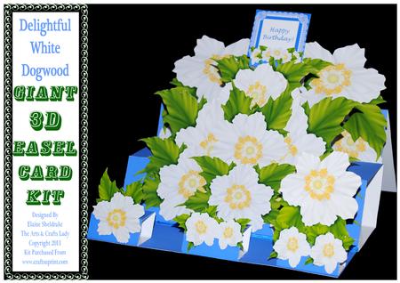 Delightful White Dogwood Flowers - 3D A4 Giant Easel Card