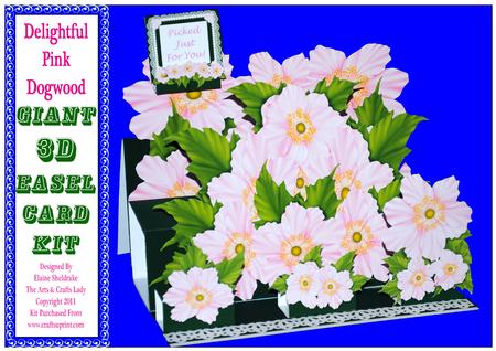Delightful Pink Dogwood Flowers - 3D A4 Giant Easel Card
