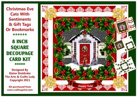 Christmas Eve Cats - 8 Inch Square Decoupage Card Kit