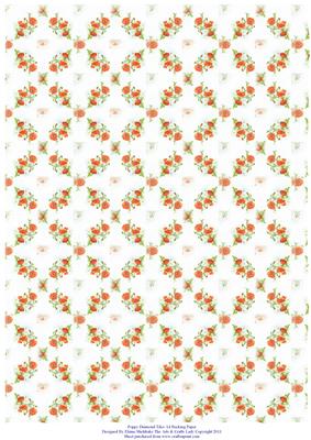 Poppy Flower Diamond Tiles A4 Backing Paper