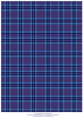 Blue Tartan A4 Backing Paper - Card Making and Scrapbooking
