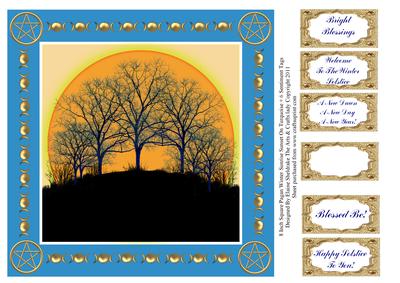 8 Inch Pagan Winter Sunrise Sunset on Turquoise 6 Sentiments
