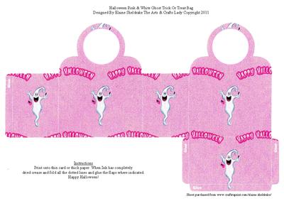 Halloween Pink & White Ghost Trick or Treat Bag