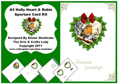 Christmas Holly Leaf Aperture Heart and Robin Card Kit