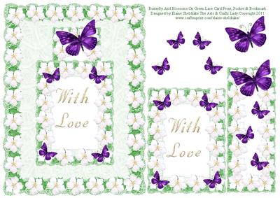 Butterflies and Blossoms (1) Card Front, Pocket and Bookmark