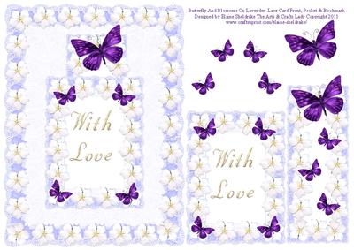Butterflies and Blossoms (2) Card Front, Pocket and Bookmark